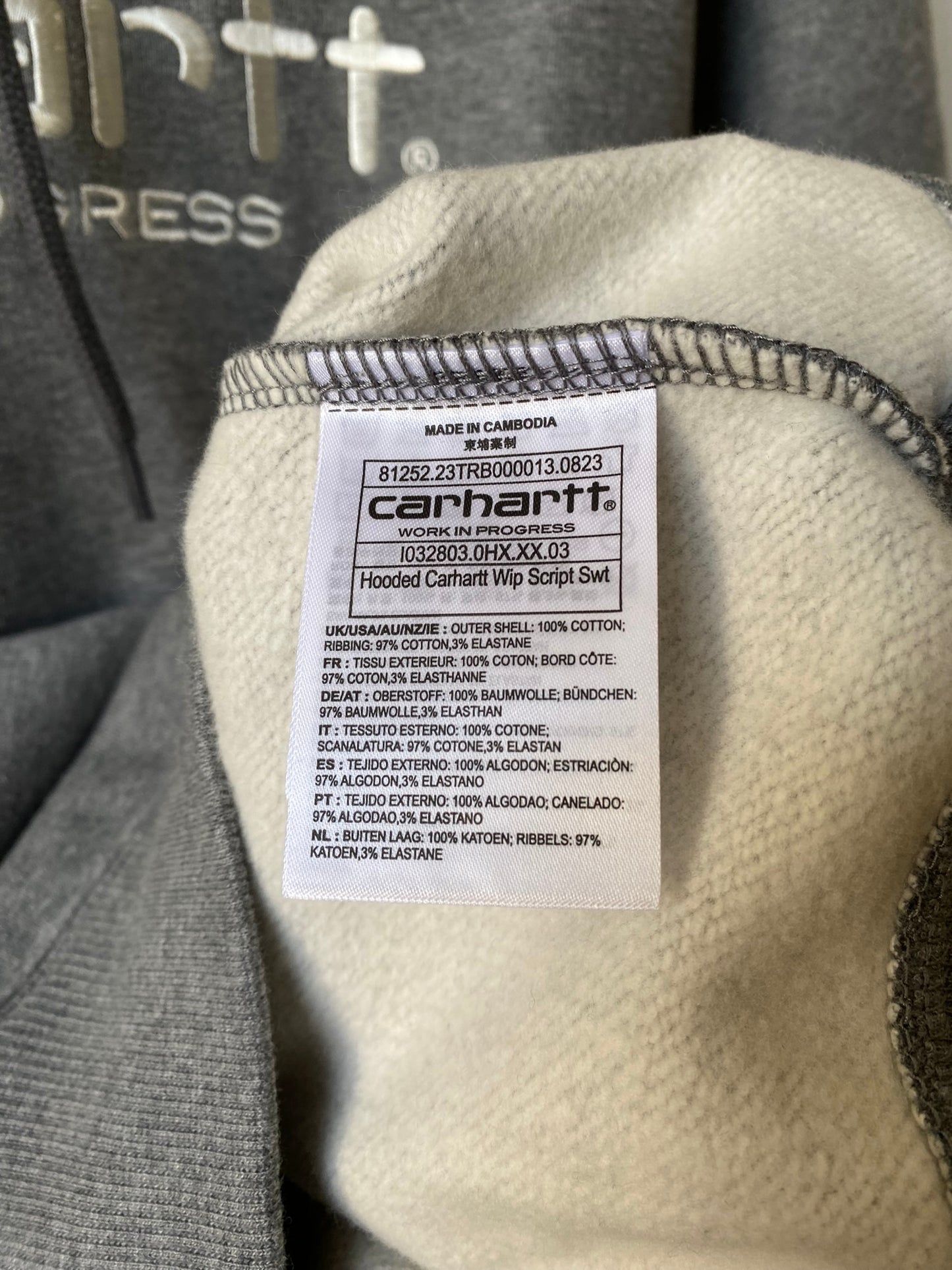 Carhartt Hooded Script Sweat - Dark Grey Heather/Wax