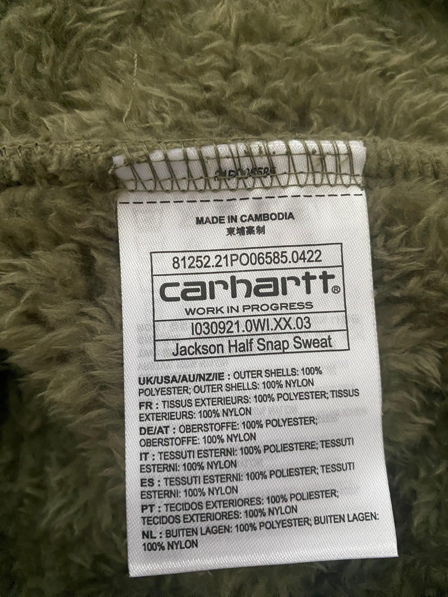 Carhartt Jakson Half Snap Sweat - Seaweed