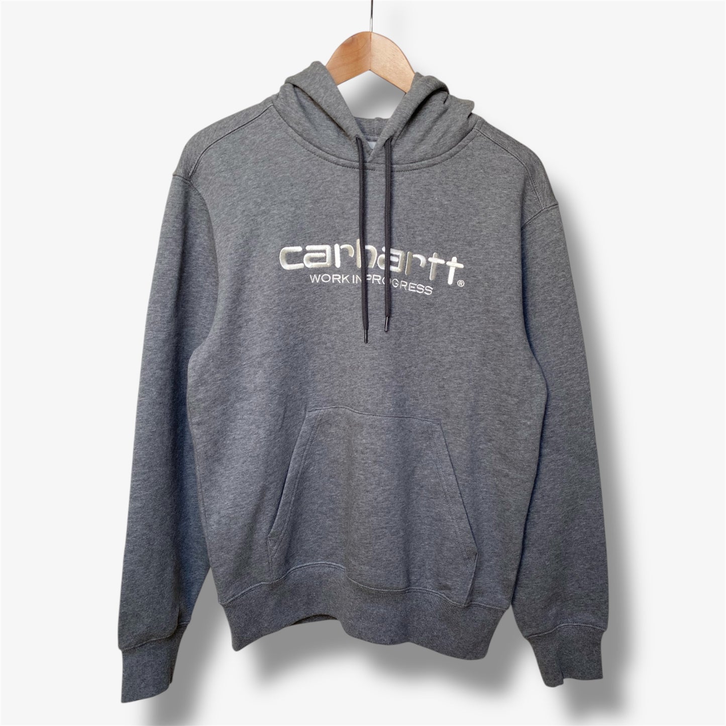 Carhartt Hooded Script Sweat - Dark Grey Heather/Wax