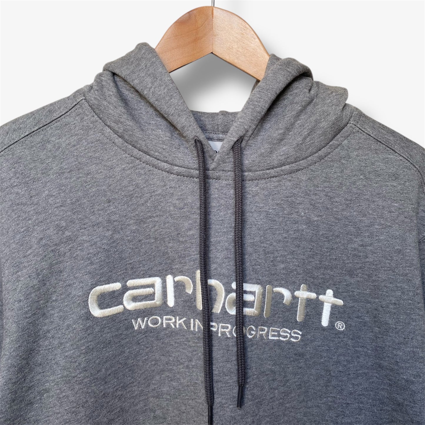 Carhartt Hooded Script Sweat - Dark Grey Heather/Wax
