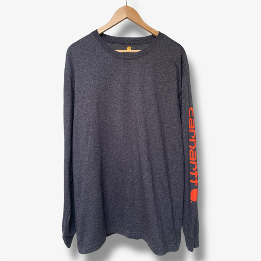 Carhartt Long Sleeve T-Shirt - Logo on the sleeve - Dark Grey/Orange
