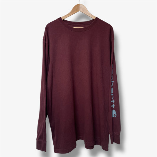Carhartt Long Sleeve T-Shirt - Logo on the sleeve - Burgundy/Grey